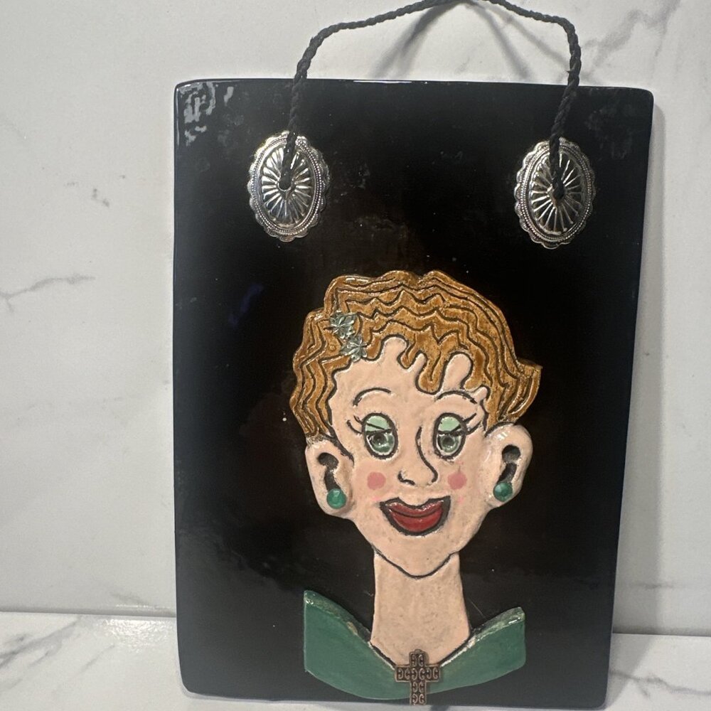 Woman 3D Art Clay Woman With Cross Green Blouse